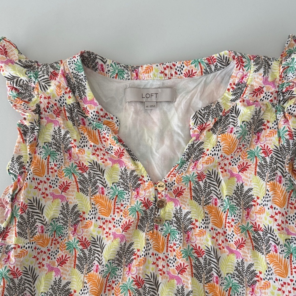 LOFT Multicolor Floral Ruffle Dress - Picture 9 of 9